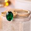 2 шт./компл., винтажный женский золотой цвет, овальной огранки, зеленый камень, набор колец с фианитом, набор обручальных колец, обручальные кольца невесты для женщин