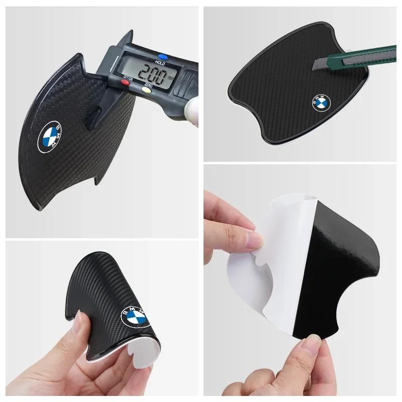 New 4PCS Car Door Handle Bowl Scratch Protector Carbon Fiber Stickers Anti Collision For BMW E46 E90 E60 F30 F10 E39 E36 F2