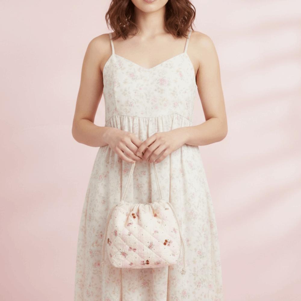 Сумка для хранения украшений Косметичка Мешок на завязках Цветочная сумка для макияжа Портативный кошелек для монет Путешествия