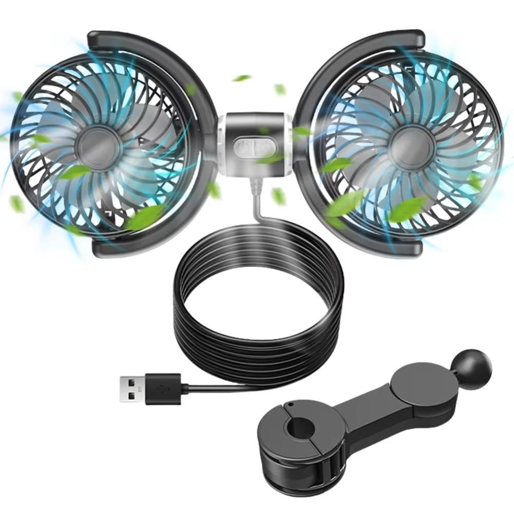ABS+PP Cooler Air Fan Rotation Double Head Fans New Car Cooling Fan Car