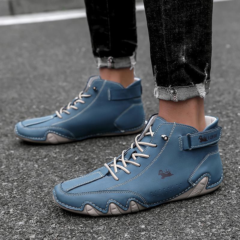 Модные мужские кроссовки, повседневные кожаные туфли на платформе для комфорта на открытом воздухе, высококачественные белые ботинки для работы и походов, обувь для мужчин