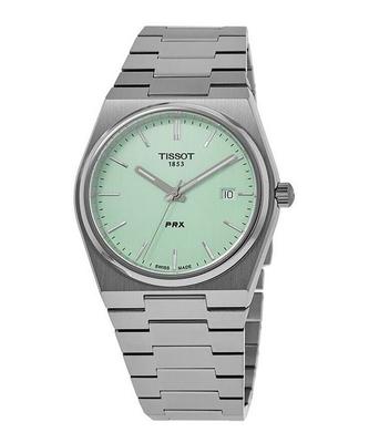 Часы унисекс T-Classic PRX из нержавеющей стали светло-зеленый циферблат T137.410.11.091.01 100M