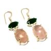 Ювелирные серьги с розовым кварцем и зеленым ониксом 925 пробы, посеребренные, 1,70 дюйма