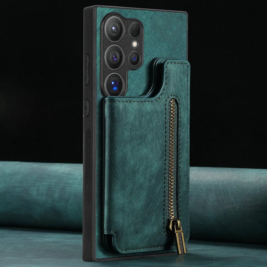 ПУ Кошелек на молнии с держателем для карт Чехол для телефона для Samsung Galaxy S23 FE S24 S22 Ultra Plus M15 A15 A25 A35 A55 A05 A05S A14 Обложка