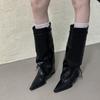 French niche design trouser boots women's boots new pointed toe heel pile boots thin knight boots