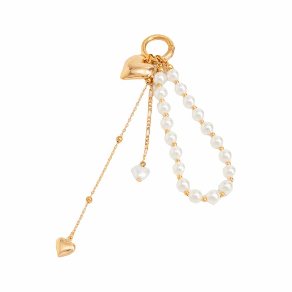Star Rivet Chain Bag Pendant Tassel Peach Heart Key Ring New Pearl Beadeds Keychain Trendy