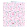 Classeur folio 4 anneaux - safta - 27x6x33 cm - Bleu clair/Rose clair - Couverture rigide - Résistant - Polyester