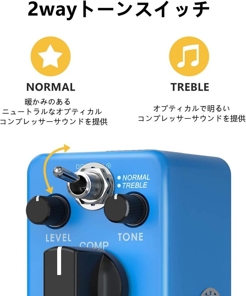 Donner Compressor Effect Pedal for Reduces Excessive Input Signals and Preserves Original Tone Guitar, (Blue)