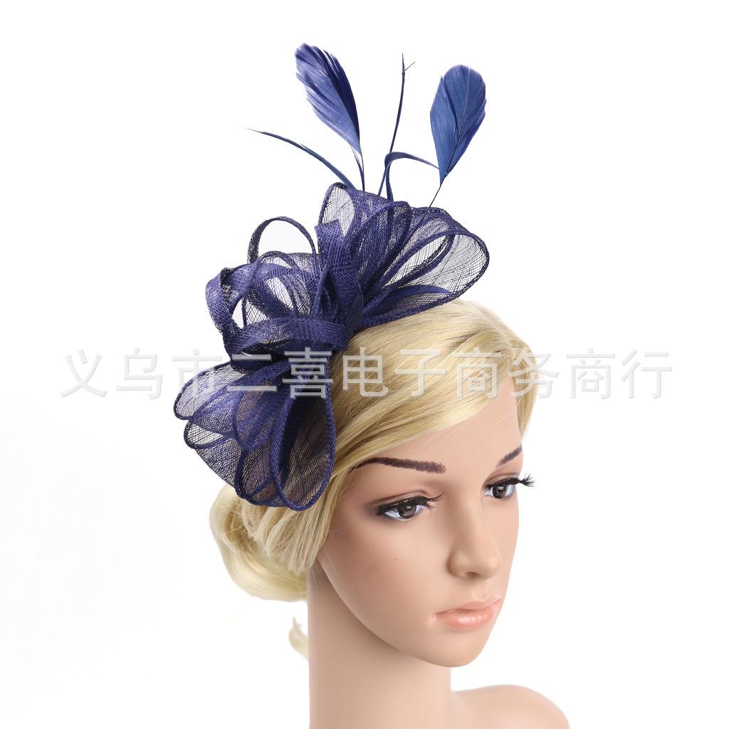 Тонкая льняная пряжа свадебная тиара перья цветы шпильки украшения для волос, повязки на голову для выпускного бала, цилиндры