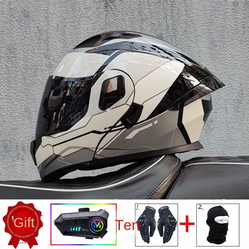 ORZ High-quality Motorcycle Professional Racing Flip Helmet ABS Material Modular Dual Lens Bluetooth Helmet DOT Certification