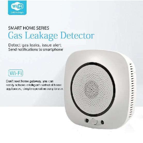 90-220Vac EU Plug WIFI Natural Gas Detector Tuya APP Push Message Coal Gas Sensor LPG Alarm NC/NO Relay Shut Off DN10/15 Valve
