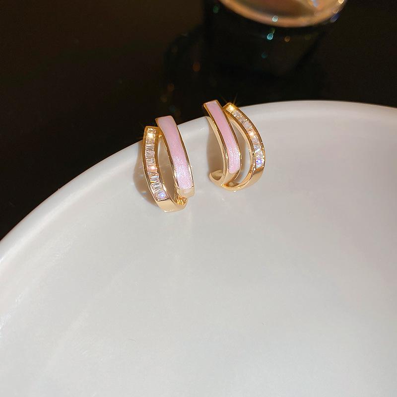 Серьги с розовыми цветами в форме сердца и кошачьим глазом, модные серьги, высококачественные серьги