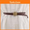 Thin Women Elegant Waist Belt With Flower Alloy Buckle For Work And Leisure