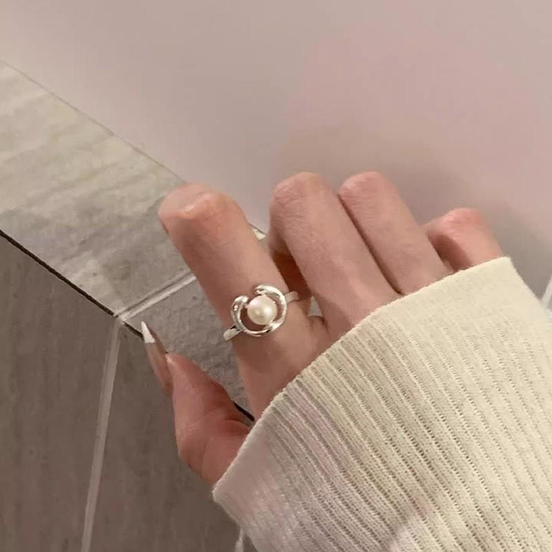Korean Version Plain Ring Irregular 925 Sterling Silver Versatile Ring Women's Niche Ins Style Design Non-fading Combination Ring