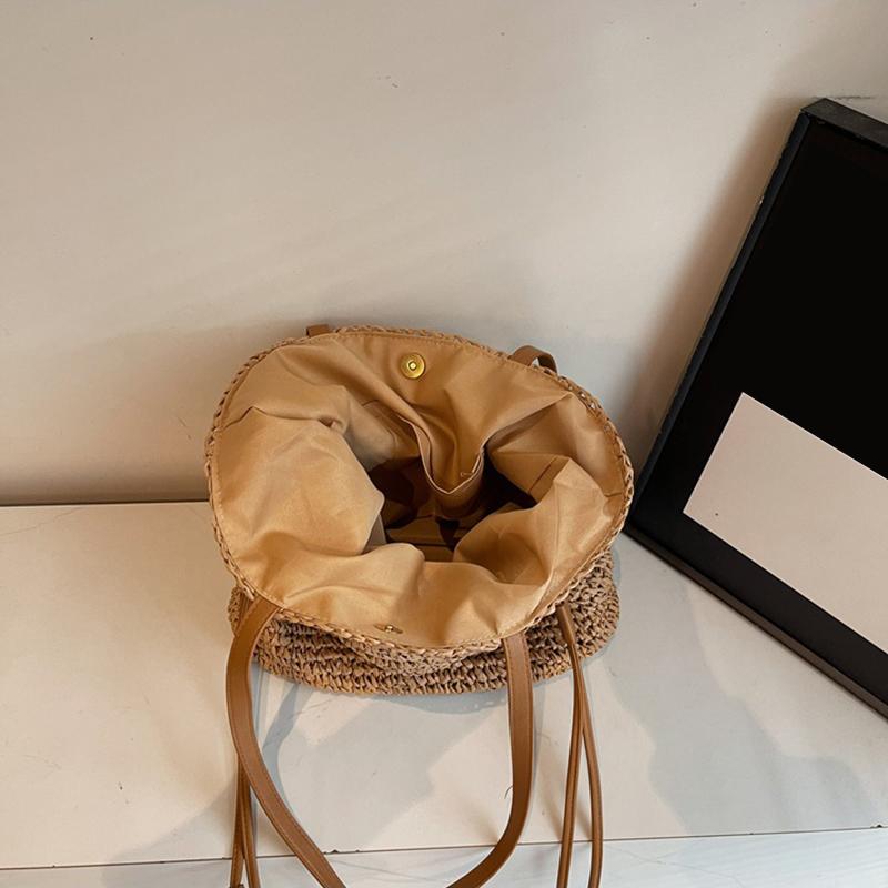 Yogodlns Женская соломенная сумка подмышкой, однотонная плиссированная сумка, большая вместимость, модная сумка на плечо, дорожная сумка для покупок, пляжная сумка