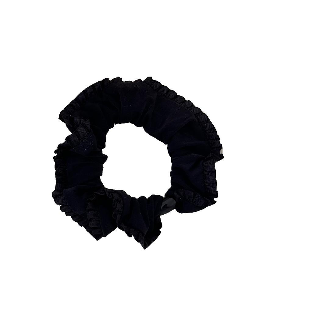 Французская органзовая плиссированная повязка для волос с закрученными краями, нишевый и высококлассный вид, резинка для волос с кожаной лентой и резинкой для волос в виде толстой кишки