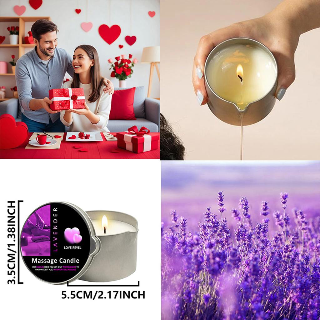 Massage Oil Candle Lavender 2oz Aromatherapy Candles with Soy Wax Moisturizing - Christmas Home Decoration Candle Holders Gift