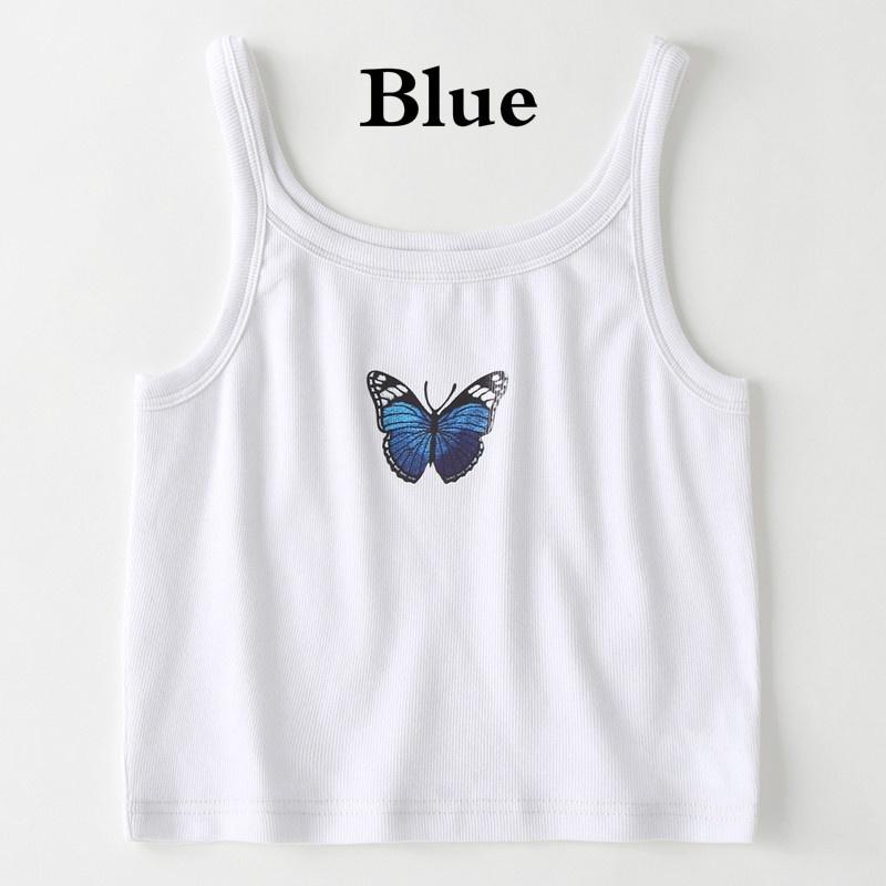 Летний жилет, укороченные топы с лямкой на шее, повседневные сексуальные белые топы без рукавов с принтом бабочки