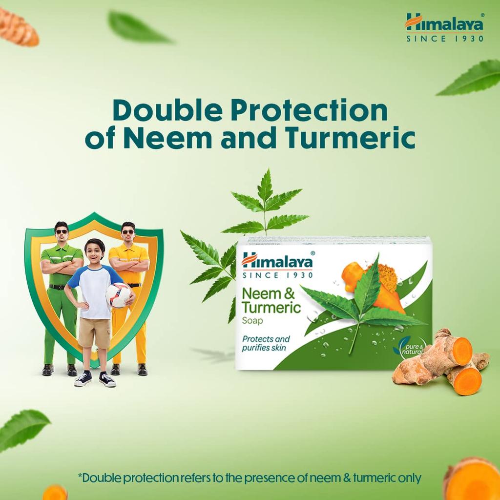 Himalaya Neem & Turmeric Soap 75g X 4 Bars | Antibacterial Skincare Bar For Clear, Healthy, Acne-Prone Skin