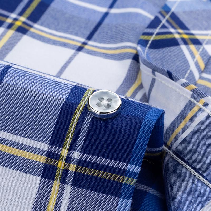 Мужская клетчатая рубашка с короткими рукавами на пуговицах