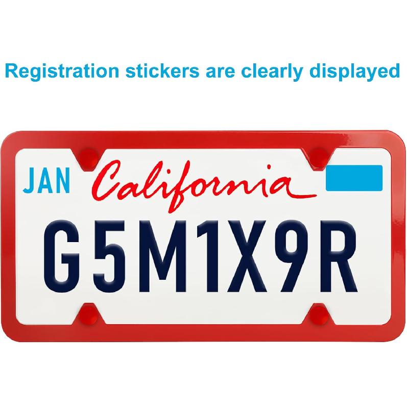 Красные рамки для номерных знаков, 2 шт., Держатели для номерных знаков из нержавеющей стали, Универсальные чехлы для номерных знаков автомобилей США с винтами, шайбами, колпачками (4 отверстия)