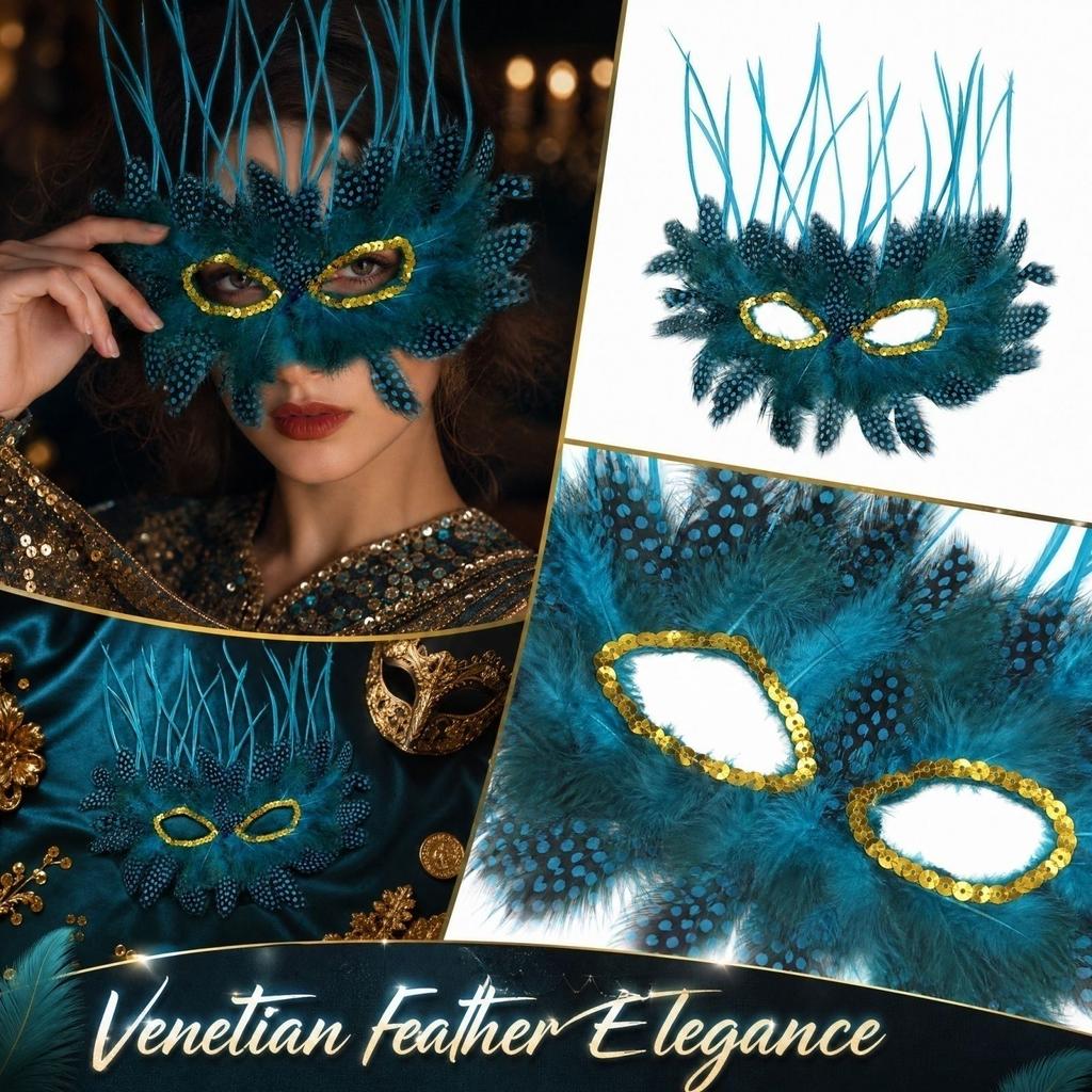 Elegant Feather and Sequin Masquerade for Party and Costume Events - Eye Cover