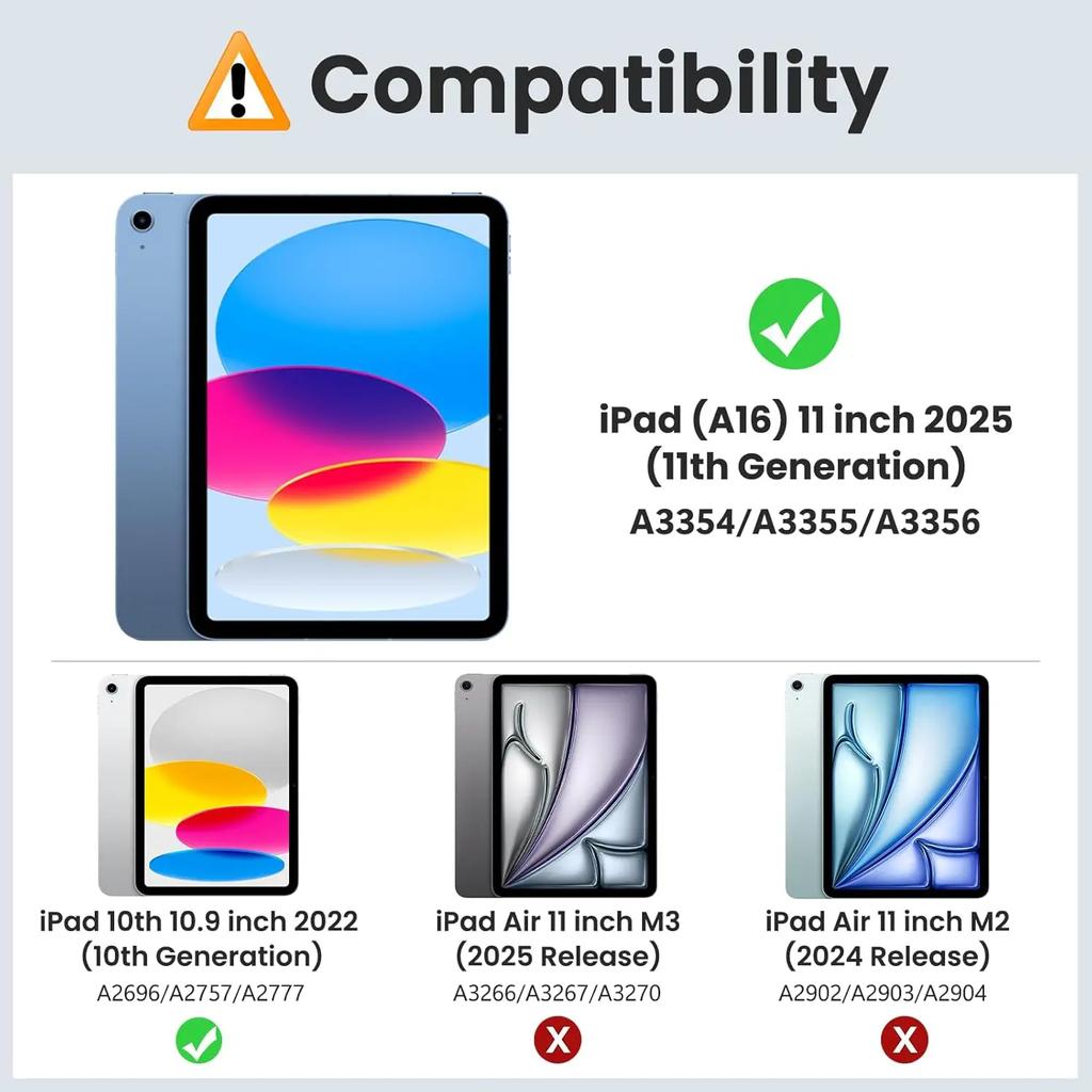 Тонкий чехол для iPad 11-го поколения, 11 дюймов (2025, A16) и 10-го поколения 10,9-дюймовый (2022), Прозрачная задняя панель из твердого поликарбоната, Smart-чехол, поддерживает Touch ID и Авто-пробуждение/Сон