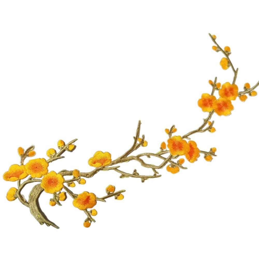 Flower Shaped Plum Blossom Applique Embroideried Self-adhesive Cloth Patches Iron on DIY Clothes Sticker Sewing