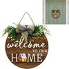 2D Flat 2D Round Welcome Sign Retro Style Hanging Wooden Board New Round Doorplate  Home Decor