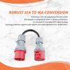 5 Pin Red 32A Male to 16A Female CEE-Adapter Gen Ev Charger Extension Cord Connector 400V Outlet