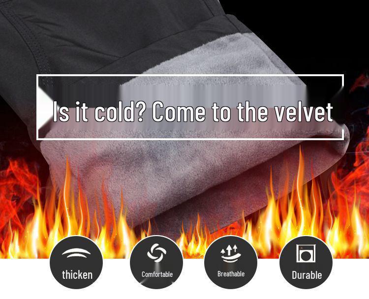 Men's Winter Fleece-Lined Cargo Pants - Warm, Casual, Elastic Waist, Plus Size, Trendy Style