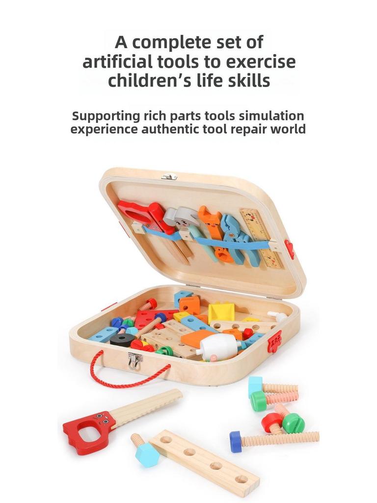 Multifunctional DIY Wooden Tool Box: Educational Disassembly Toy for Kids