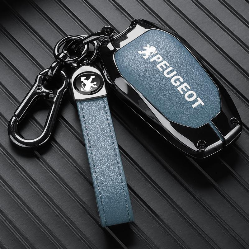 Zinc Alloy Car Key Case Cover For Peugeot 301 308 408 508 2008 308S 3008 4008 5008 307 Accessories Leather Keychain Bag Holder