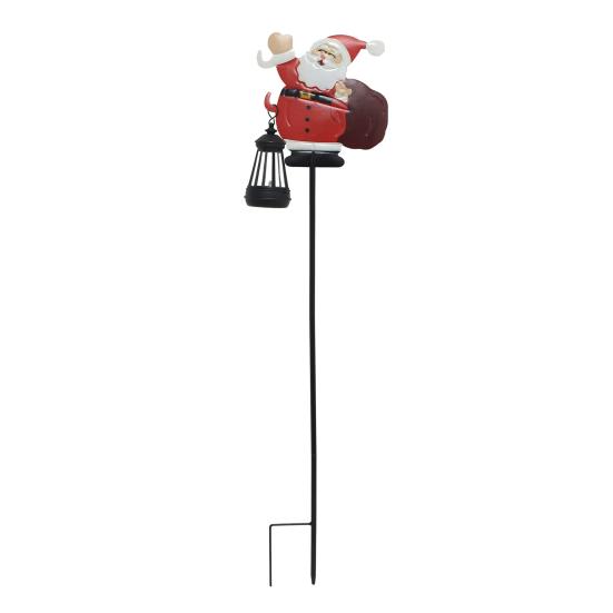 Solar Christmas Lawn Light Outdoor Lighted Santa Claus Garden Stake Metal Snowman Sign with Solar Lantern Waterproof Xmas Decor