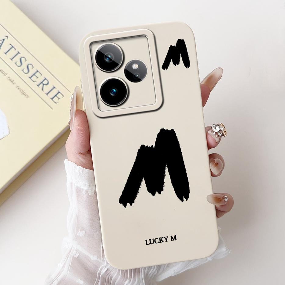 Чехол для Realme GT7 5G RMX5061 Милый Чехол с Счастливыми Буквами Мягкий ТПУ Матовый Чехол для Телефона Для Realme GT 7 Pro GT7 T 7T GT7T Fundas Coque