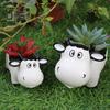 2 Pcs Cow Shaped Resin Planter Animal Succulent Pot Desktop Decoration Cartoon Cow Flower Pot for Mini Plants Flower Cactus
