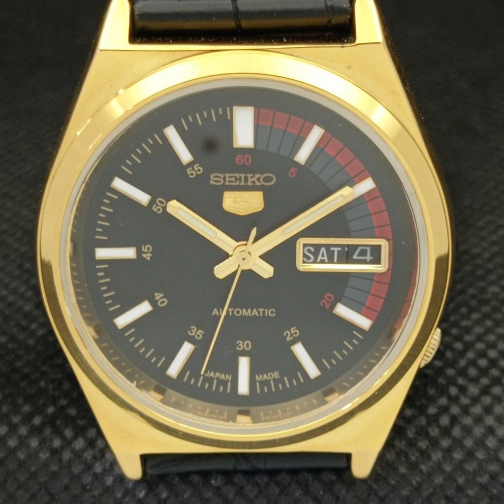 ВОССТАНОВЛЕННЫЕ ВИНТАЖНЫЕ ЧАСЫ SEIKO 5 AUTO 6309A JAPAN MENS DAY/DATE ЧЕРНЫЕ a309511-9