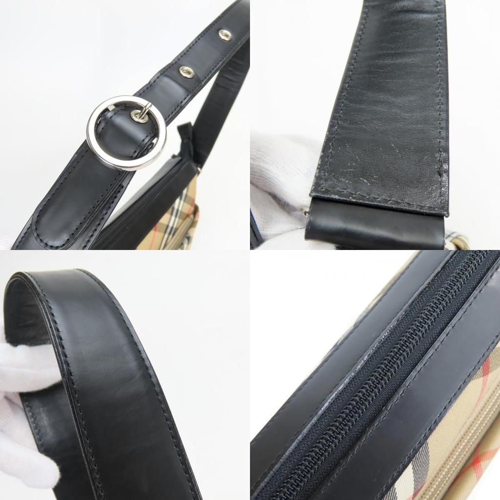 Used Burberrys Shoulder Bag Nova Check canvas/leather beige black one belt