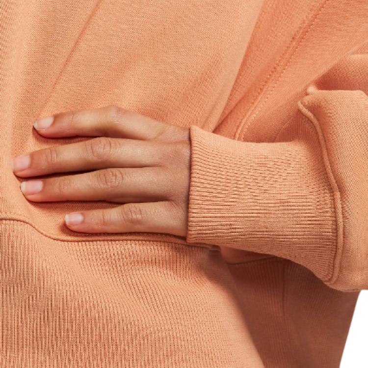 Nike Solid Color Logo Short Loose Round Neck Pullover Sweatshirt Women sweatshirts Beige DQ5762-225