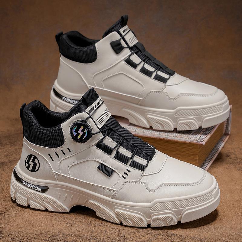 New Men's Leather Boots Autumn High-top Wear-resistant Martin Boots Men's Casual Exercise Trendy Shoes Non-slip Boots