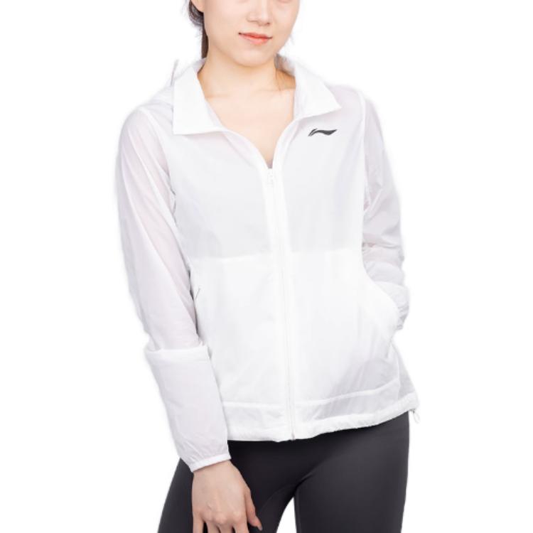 Li Ning однотонная куртка с длинными рукавами и капюшоном для защиты от солнца женские куртки белого цвета YFDT066-1
