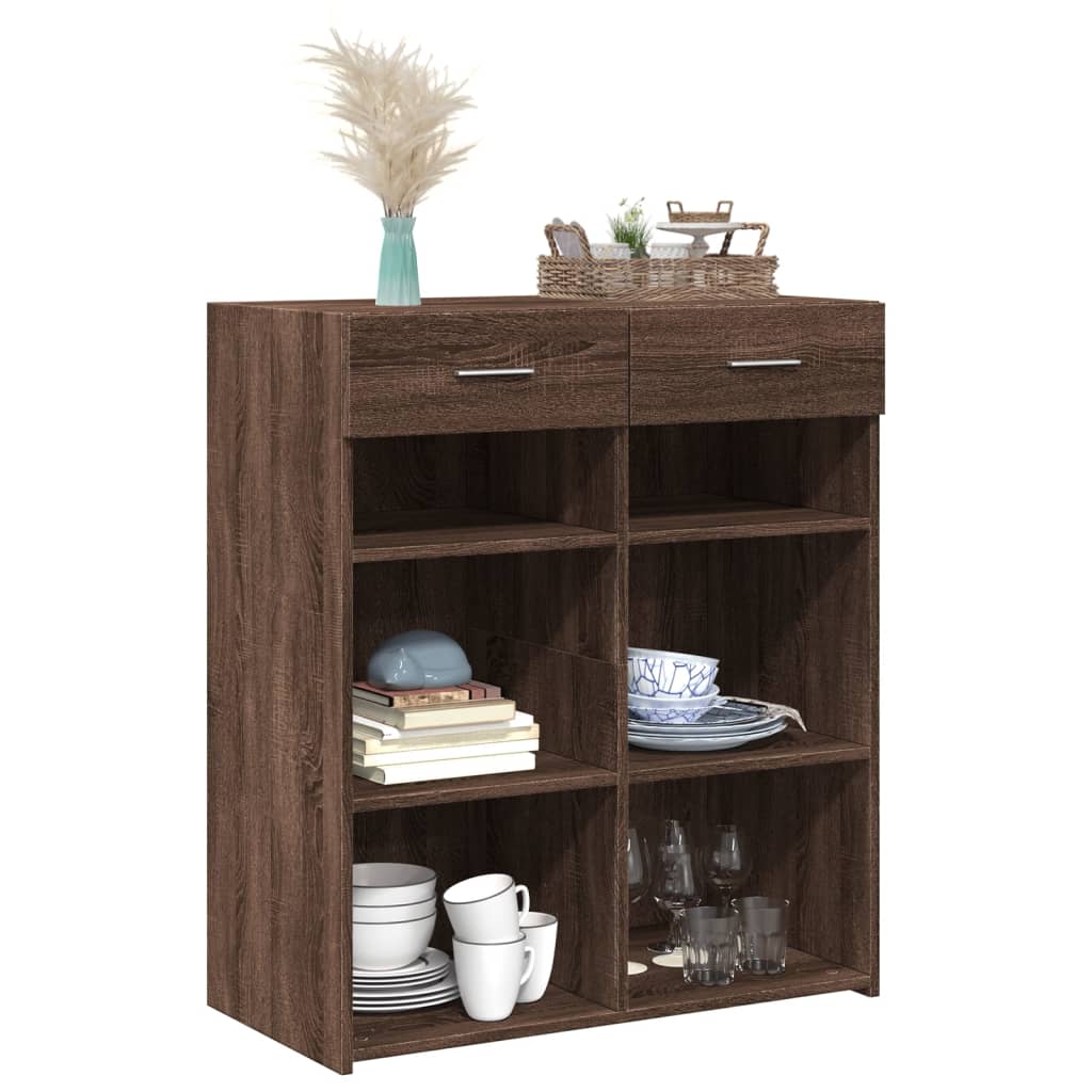 Sideboard in Brown Oak Look 80 x 42.5 x 93 cm Engineered Wood