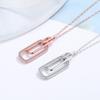 S925 Silver Double Ring Pendant Diamond-Embedded Long Necklace Women's Elegant High-Grade Clavicle Chain