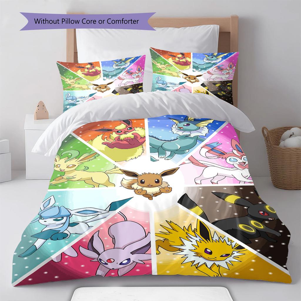 Pokémon Bedding Set Magical Glow Pokémon Anime Duvet Cover Polyester Soft Comforter Cover -QJY