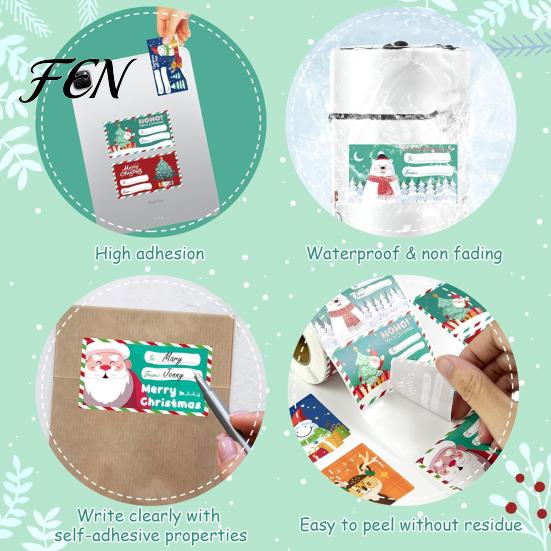 Winter Festive Stickers Christmas Sticker Labels for Holiday Gift Wrapping, Self-Adhesive Tags with Blank Handwritten Writing Area Present Decoration,