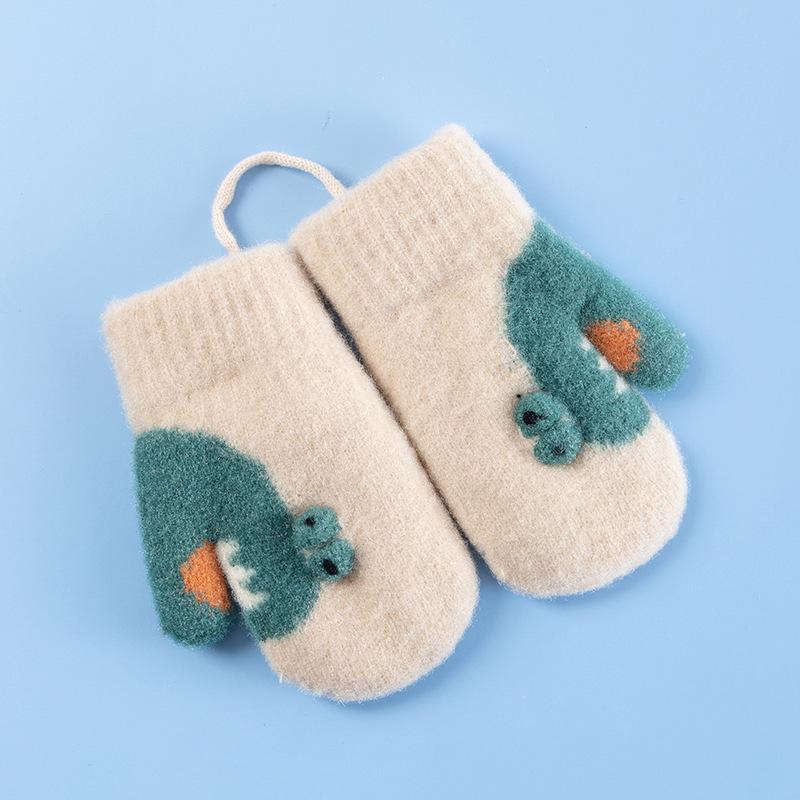 Детские термоперчатки Xuehuaxiu, милые мультяшные вязаные на шее, двухслойные бархатные утепленные варежки оптом