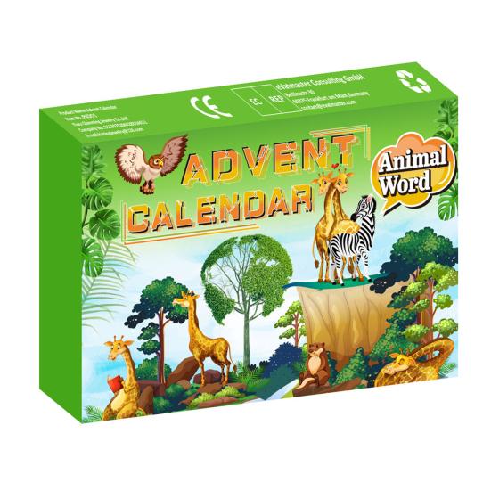 Фигурки животных Адвент-календарь 2024 Миниатюрные львы, панды, обезьяны, модели животных 24-дневный обратный отсчет Подарочная коробка для детей