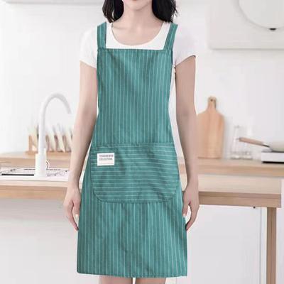 Чистящий фартук в полоску с принтом, против грязи, с завязками на спине, практичный кухонный женский фартук для работы по дому, защита для одежды для повседневного использования