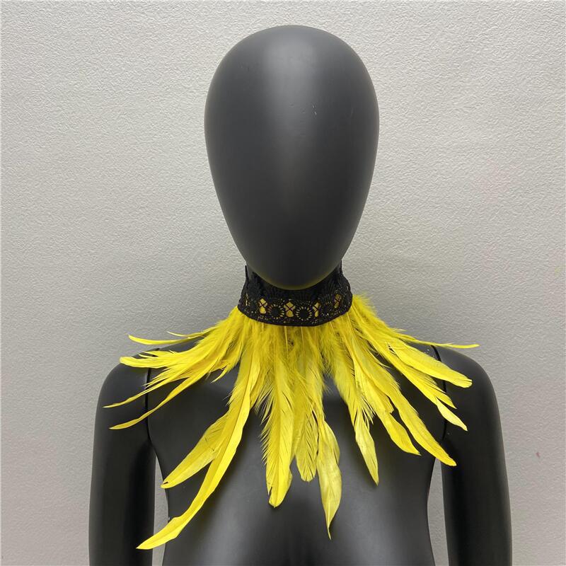 32 см Роскошный панк-перо чокер кружевное перо ожерелье готический перо шарф