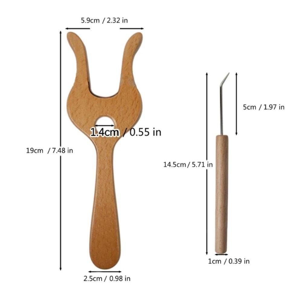 Деревянная вилка для вязания с изогнутым кончиком иглы, инструмент для плетения шнуров ручной работы, наборы для вязания крючком «сделай сам» для начинающих